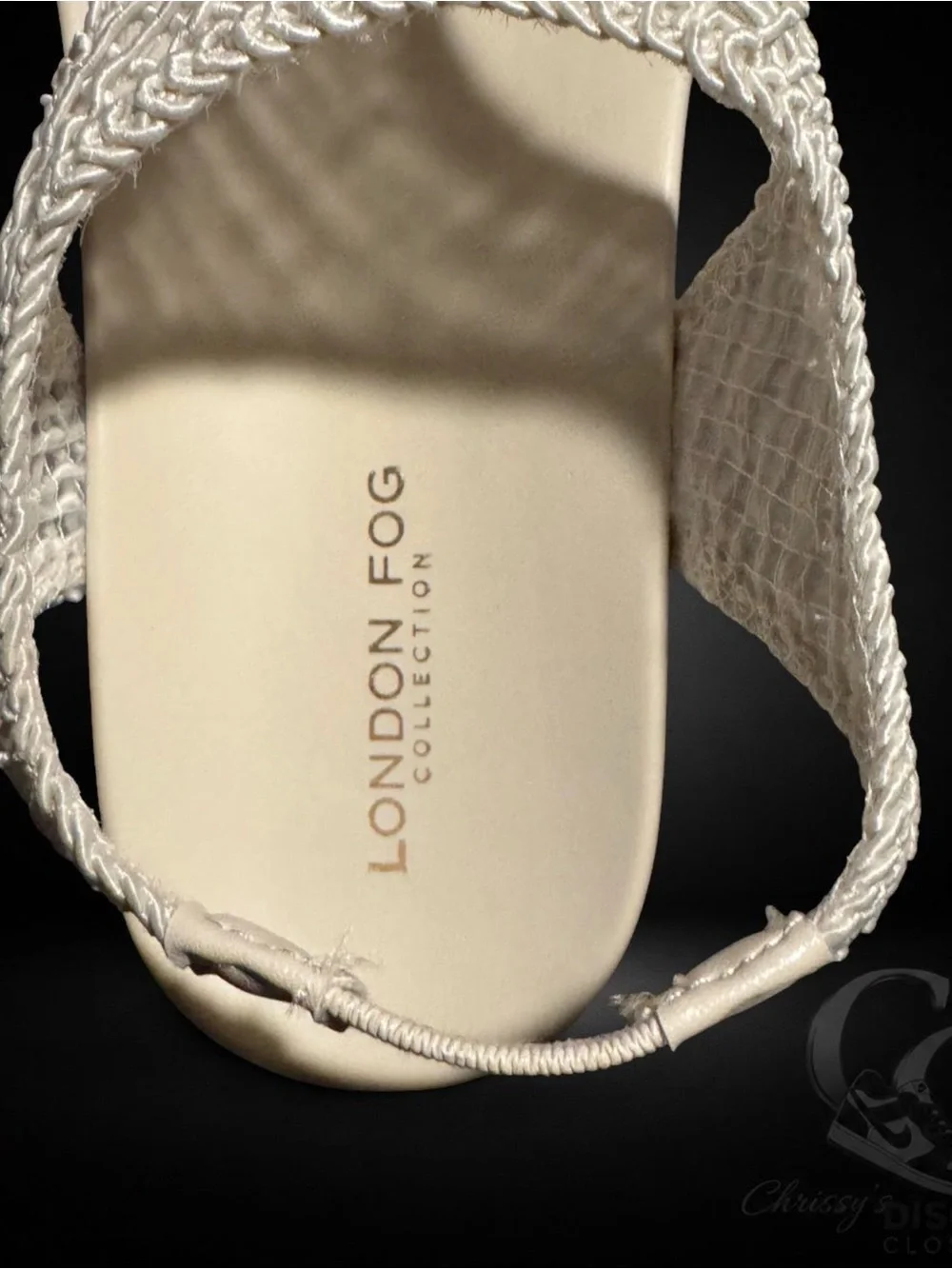 London Fog Women's Cream Braided Slingback Thong Sandals